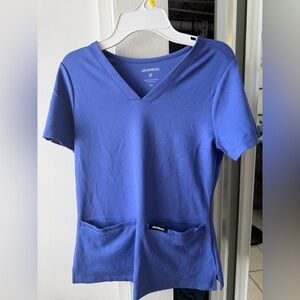 Jaanuu Women's Blue V-Neck Top Scrub